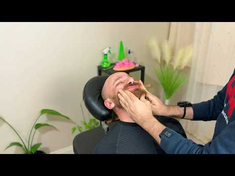 ASMR Face & Beard Ear Massage on a Chair That Feels Unreal