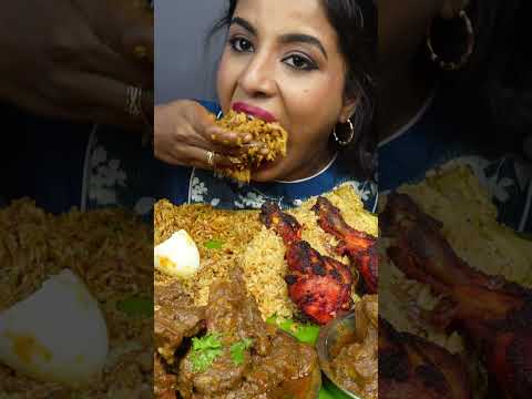 ASMR Eating Spicy Mutton Josh,Chicken Biryani,Rice,Leg Piece Masala Big Bites ASMR Eating Mukbang
