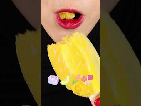 Unicorn marshmallow, Melon ice cream, Tulip chocolate, Sour gummy ASMR