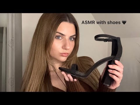 ASMR with shoes 👠🖤 (tapping, scratching, gentle whispers + mouth sounds) 