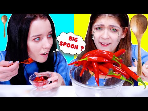 ASMR Big Spoon VS Small Spoon Eating Only Wierd Food Challenge by LiLiBu