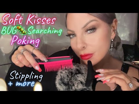 ASMR Most RELAXING ASMR Triggers | ASMR Bug Searching , Stippling , Plucking , Kisses (Whisper)