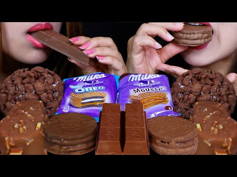 ASMR MILKA OREO TORTA, MOUSSE ALFAJOR, BIG KITKATS, GIANT CHOCOLATE ICE CREAM BARS, HERSHEY'S POP 먹방
