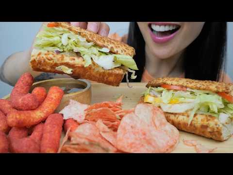 CHICKEN MESQUITE + DILL PICKLE HOT CHEETOS CHEESE PUFFS (ASMR EATING SOUNDS) NO TALKING | SAS-ASMR