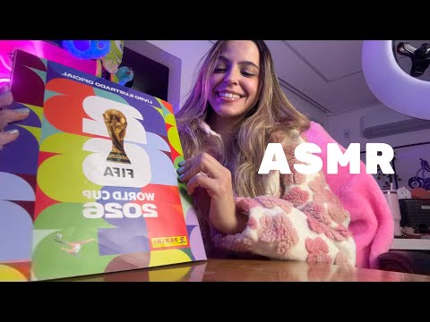 ASMR QUASE COMPLETANDO MEU ALBUM DE FIGURINHAS DA COPA ⚽️