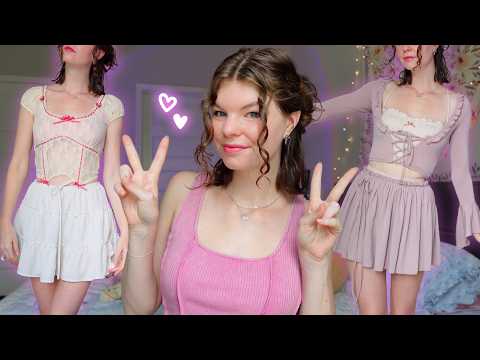 ASMR cute clothing haul & try on 💕 (fabric scratching)