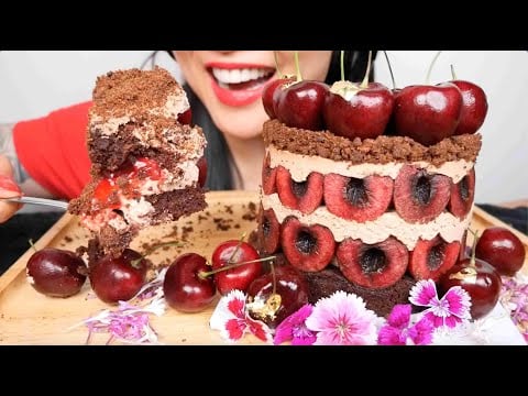 BLACK FOREST CAKE FRESH CHERRY (ASMR EATING SOUNDS) NO TALKING | SAS-ASMR