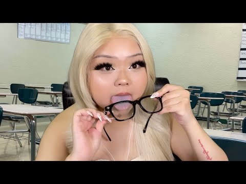 GIRL IN CLASS HAS A WEIRD WAY OF CLEANING YOUR GLASSES (realistic asmr)(super relaxing)