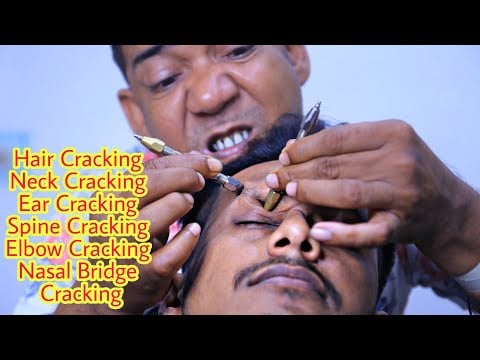 Asim Barber Hair Cracking  Neck Crack  Ear Crack  Nasal Bridge Crack  Pin-Pen Head Massage ASMR