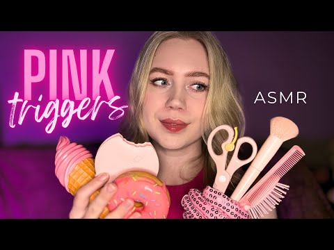 ASMR pink triggers | mouth sounds | #asmrminuha #asmr