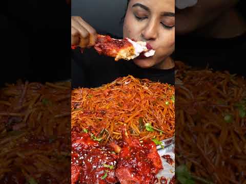 ASMR Eating Spicy Indian Food Chicken Hakka Noodles,Margherita Pizza,Leg Piece ASMR Eating Mukbang