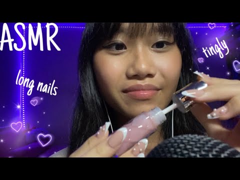 ASMR with long nails(tingle heaven☁️💗)