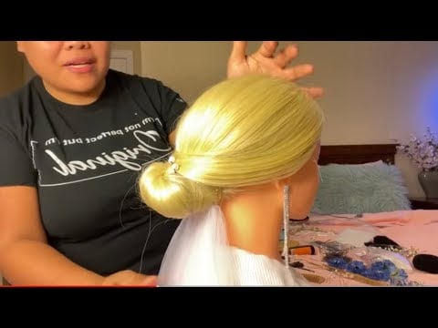 ASMR | Bridal Hair Styling Perfectionist Hair Fixing- Finishing Touches W/ whispering & Adjustments