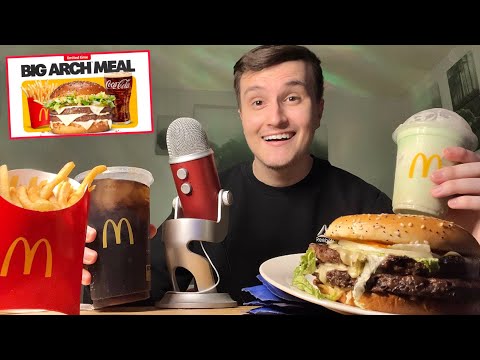 ASMR | NEW McDonald’s Big Arch Burger Review and Mukbang (eating sounds)