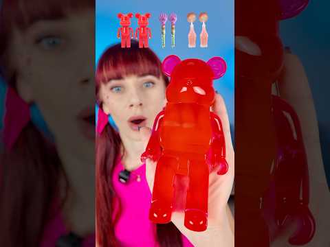 ASMR Gummy Bearbrick, Wax Bottle Lollipop Candy #mukbang #bearbrick