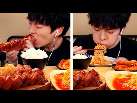 Mukbang Giant Bacon|통 삼겹살과 비빔면 먹방|흰밥,김치|Korean Spicy Noodles Real Sound Eating Show [SIO ASMR 시오]