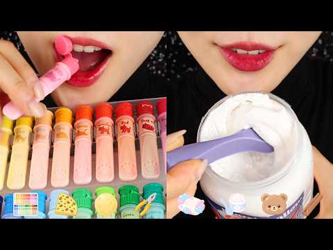 EDIBLE PAINT COLOR, MARSHMALLOW CREAM ASMR CHOCOLATE SPOON, KOREAN FOOD, ICE MUKBANG ASMR 🎨