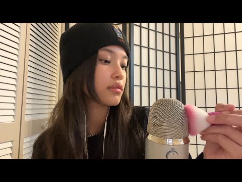 ASMR Mic Brushing ♥ Whispering, Repeated Trigger Words!