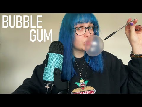 ASMR Quiet Writing & Blowing Bubble Gum Bubbles 🖊