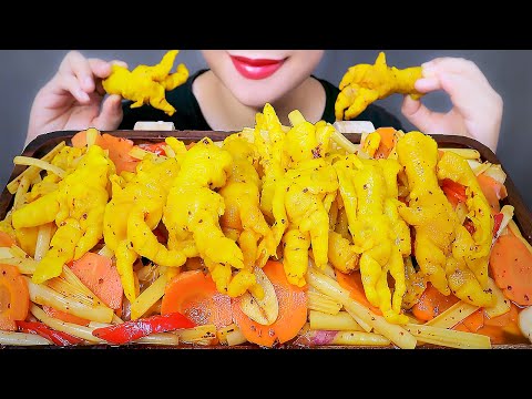 ASMR SALTED CHICKEN FEET WITH LOTUS SALAD , EATING SOUNDS | LINH-ASMR