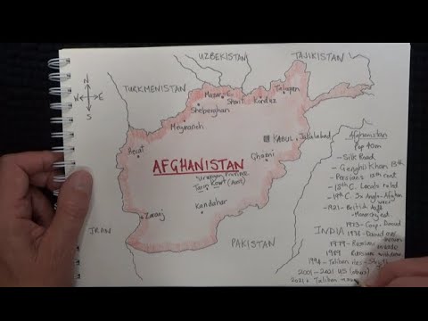 ASMR - Drawing a Map of Afghanistan - Australian Accent - Chewing Gum & Quietly Whisper