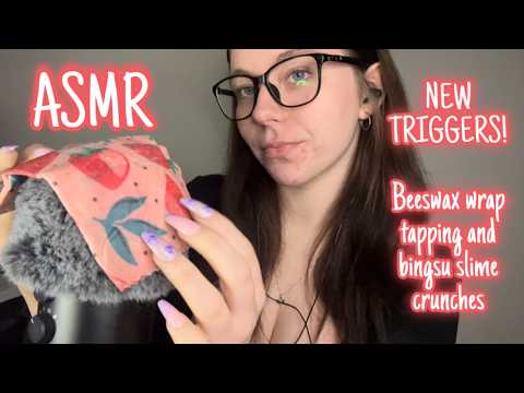 ASMR Bingsu slime and beeswax wrap | New triggers!