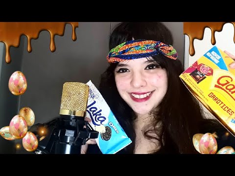 ASMR Português: Comendo barra de chocolate, com sons de mastigação e sons de boca. (Lacta)