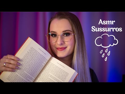 ASMR LENDO ATÉ VOCÊ DORMIR com SONS DE CHUVA | Leitura relaxante | Sussurros de orelha a orelha