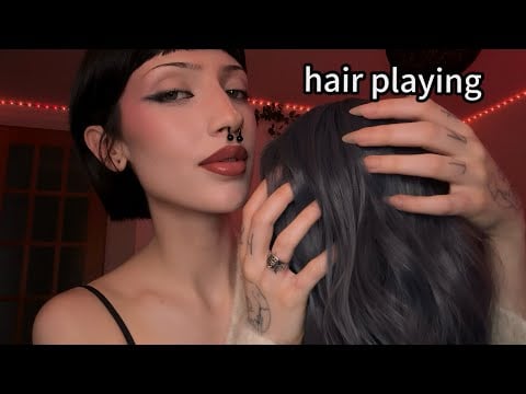 Playing with Your Hair so You Can Fall Asleep ☁️ (hair brushing, mouth sounds, whispers, …)