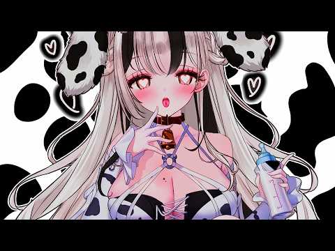 [ASMR] JUST MOO. 🐮🥛  |  Wet Ear Eating Sounds  |  耳舐め