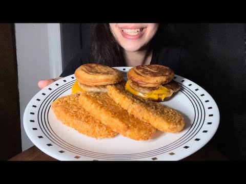 MCDONALD’S BREAKFAST ASMR EATING *MCGRIDDLES AND HASHBROWNS* *NO TALKING*