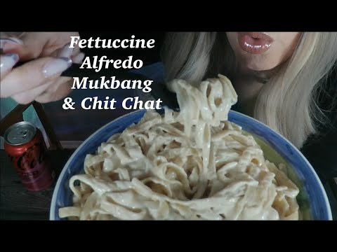 ASMR Fettuccine Alfredo Mukbang & Chit Chat | Tasting Spiced Coca Cola |Whispered #asmreating #food