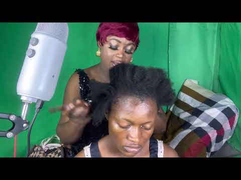 ASMR✨No gum, Relaxing soft whsiper, hair treatment, massage, combing and hair parting.