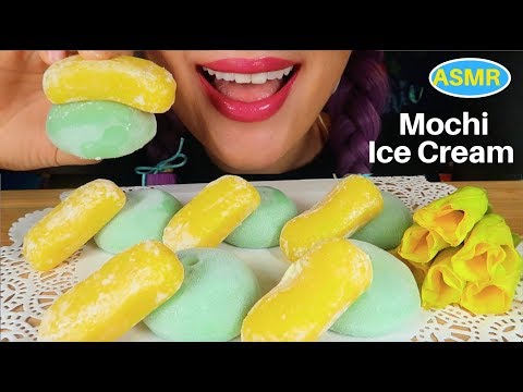 ASMR 망고 모찌+녹차 모찌아이스크림 리얼사운드 먹방 |MANGO MOCHI+GREEN TEA MOCHI ICE CFREAM EATING SOUND| CURIE.ASMR