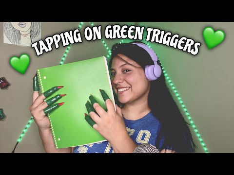 ASMR~ 💚Green Triggers💚 (✨Tapping & Scratching✨)