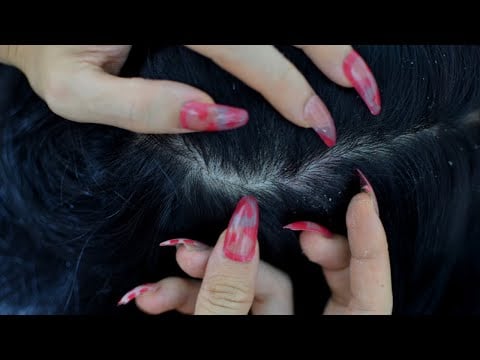 ASMR Scalp Check On Real Person With Long Nails For Sleep ( No Talking Asmr )