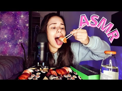 ASMR COMENDO COMIDA JAPONESA (SUSHI MUKBANG) | Eating Japonese Food PTBR