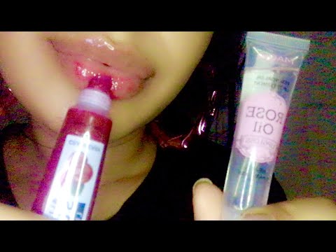 ASMR~ UP CLOSE Lipgloss Application with Wet Mouth Sounds (kisses + whispers)