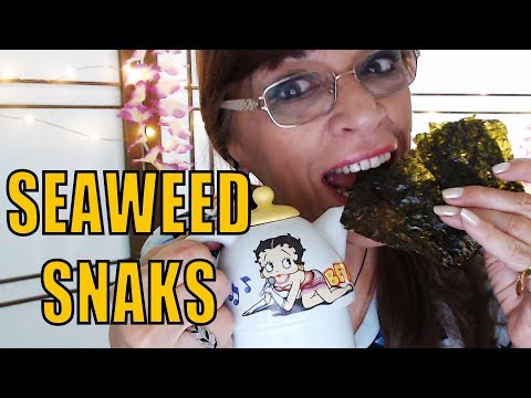 ASMR EATING SEAWEED SNACKS🍵MERIENDA DE ALGAS🏖️