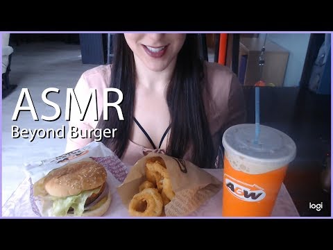 ASMR Eating A&W Beyond Burger with Onion Rings.  No Talking