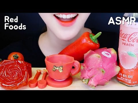 RED FOODS ASMR JELLY, TOMATO, EDIBLE CUP, DRAGON FRUIT, PAPRIKA.. ETC 🍅