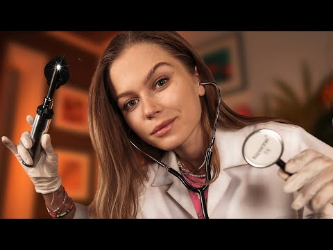 ASMR Caring Doctor Home Visit for General Checkup (Otoscope Ear Exam, Eye Exam, Face Exam, Reflex..)