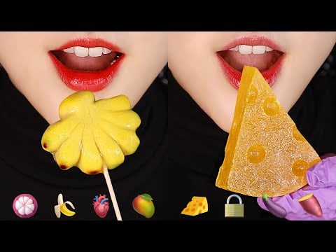 EMOJI FOOD CHALLENGE ASMR LUKCHUP, KOHAKUTO MUKBANG ASMR 🥭