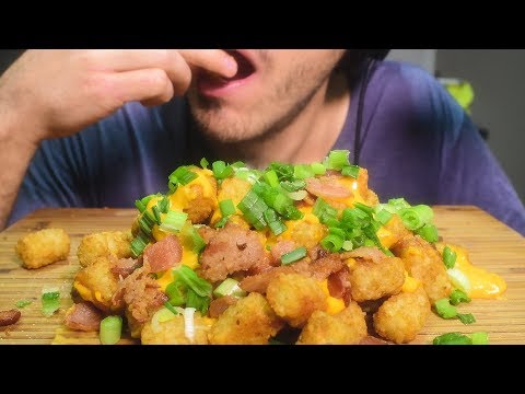 ASMR Cheesy Bacon Tater Tots ( Crunchy Eating Sounds ) NO TALKING | Nomnomsammieboy