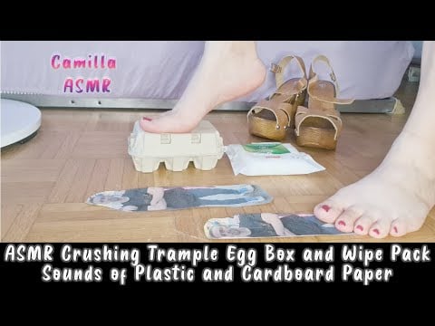 ASMR Crushing Trample Egg Box and Wipe Pack Sounds of Plastic and Cardboard Paper