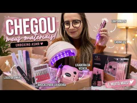 Chegaram meus materiais de unhas em gel !!! ASMR Unboxing
