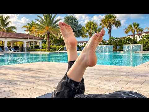ASMR Poolside Feet 🌴 | Relaxing Pool & Ambient Sounds