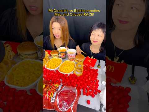 McDonald’s vs buldak noodles race! #food #eating #noodles