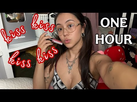 1 HOUR ASMR | Lip Gloss, Mouth Sounds, Kisses & Positive Affirmation 💋💋 Looped 