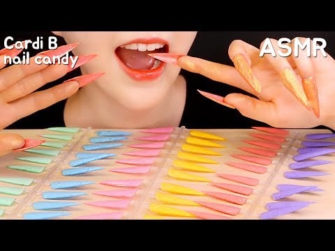 ASMR CARDI B NAILS CANDY ASMR EDIBLE NAILS ASMR CANDY EATING NO TALKING